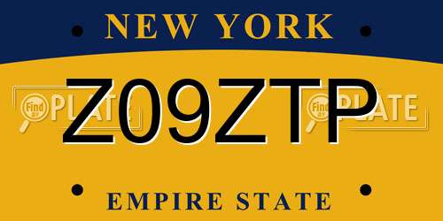 Z09ZTP New York License Plate