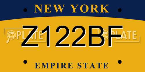 Z122BF New York License Plate