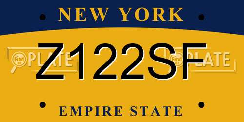 Z122SF New York License Plate