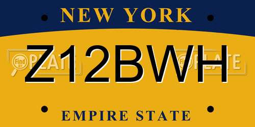 Z12BWH New York License Plate