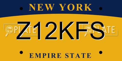 Z12KFS New York License Plate