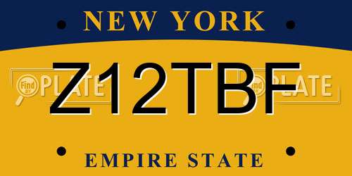 Z12TBF New York License Plate