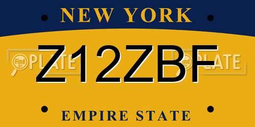 Z12ZBF New York License Plate
