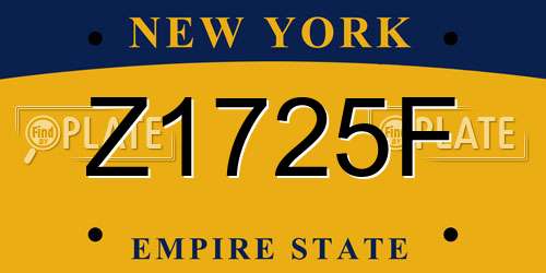 Z1725F New York License Plate