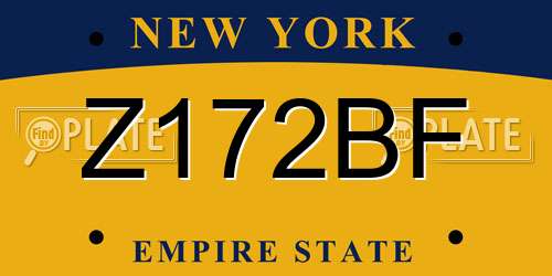 Z172BF New York License Plate