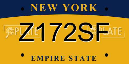 Z172SF New York License Plate