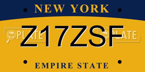 Z17ZSF New York License Plate