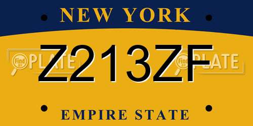 Z213ZF New York License Plate