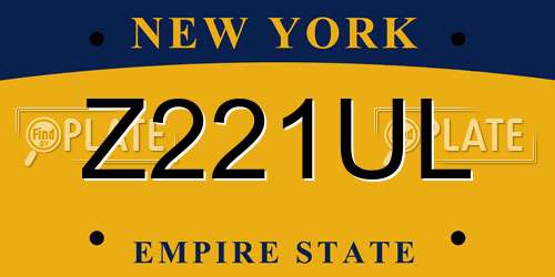 Z221UL New York License Plate