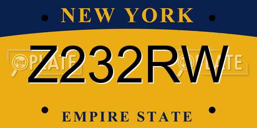 Z232RW New York License Plate