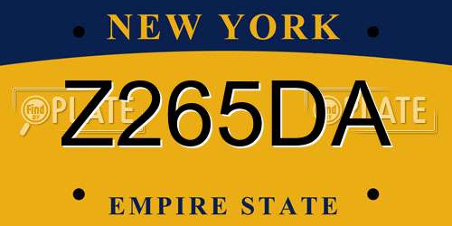 Z265DA New York License Plate