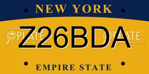 Z26BDA New York License Plate
