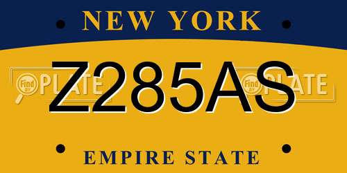 Z285AS New York License Plate