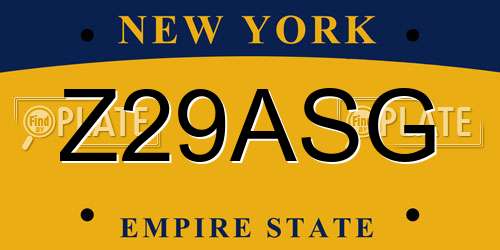 Z29ASG New York License Plate