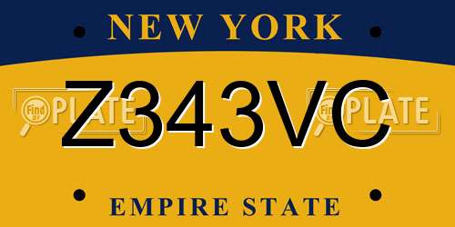 Z343VC New York License Plate