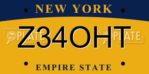 Z34OHT New York License Plate