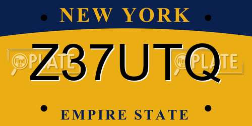 Z37UTQ New York License Plate