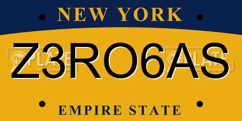 Z3RO6AS New York License Plate