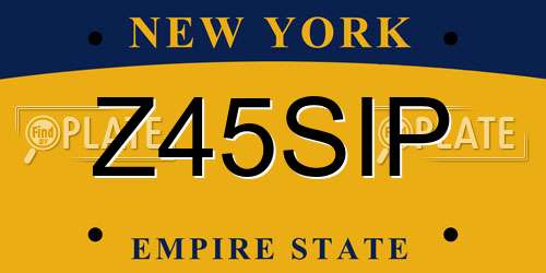 Z45SIP New York License Plate