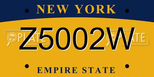 Z5002W New York License Plate