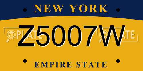 Z5007W New York License Plate