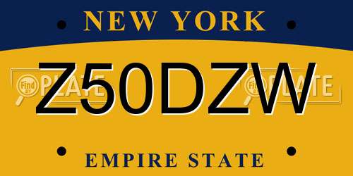 Z50DZW New York License Plate