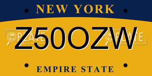 Z50OZW New York License Plate