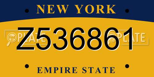Z536861 New York License Plate