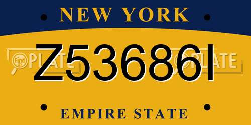 Z53686I New York License Plate