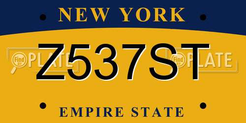 Z537ST New York License Plate