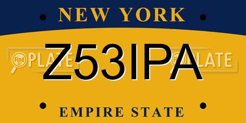 Z53IPA New York License Plate