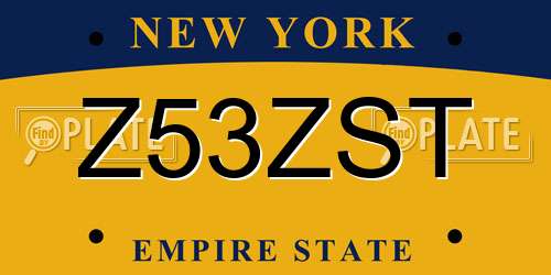 Z53ZST New York License Plate