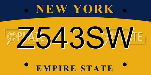 Z543SW New York License Plate