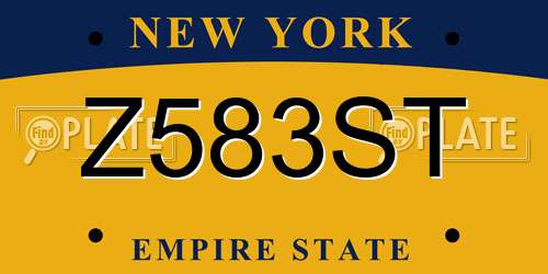 Z583ST New York License Plate