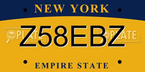 Z58EBZ New York License Plate