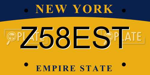 Z58EST New York License Plate