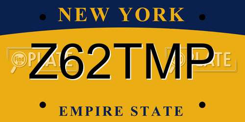Z62TMP New York License Plate