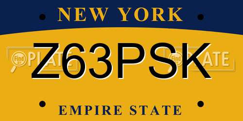 Z63PSK New York License Plate