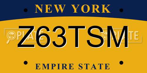 Z63TSM New York License Plate