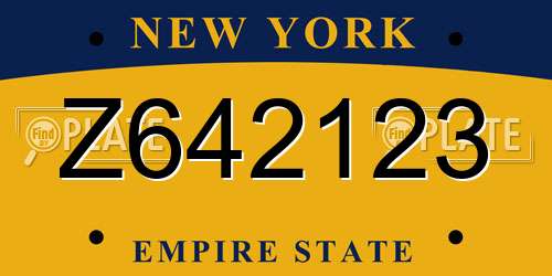 Z642123 New York License Plate