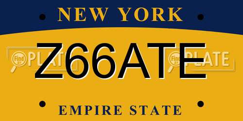 Z66ATE New York License Plate
