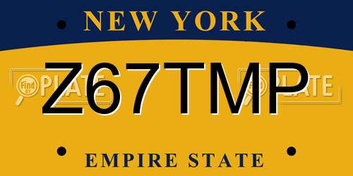 Z67TMP New York License Plate
