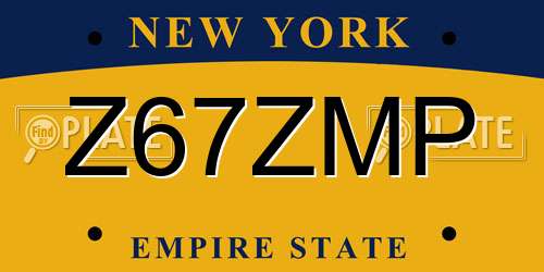 Z67ZMP New York License Plate