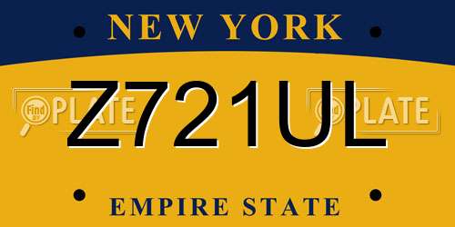 Z721UL New York License Plate