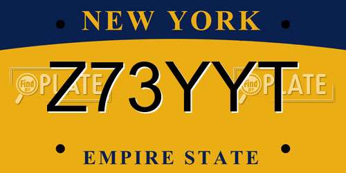Z73YYT New York License Plate