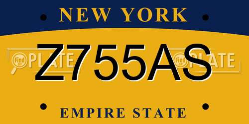 Z755AS New York License Plate