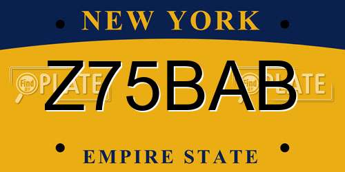 Z75BAB New York License Plate