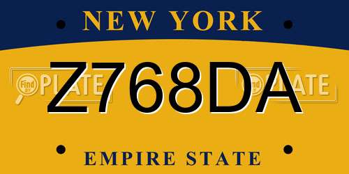 Z768DA New York License Plate