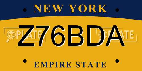 Z76BDA New York License Plate