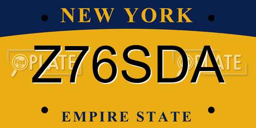 Z76SDA New York License Plate